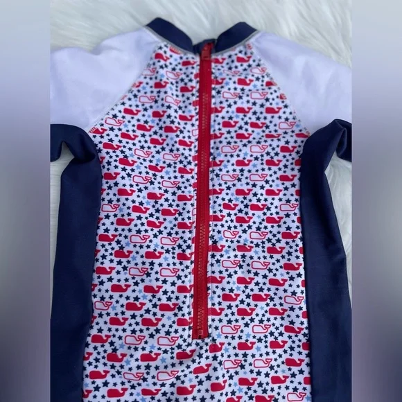 Vineyard Vines Kids Swim One Piece - White, Red, Navy - 18 months - Picture 7 of 10